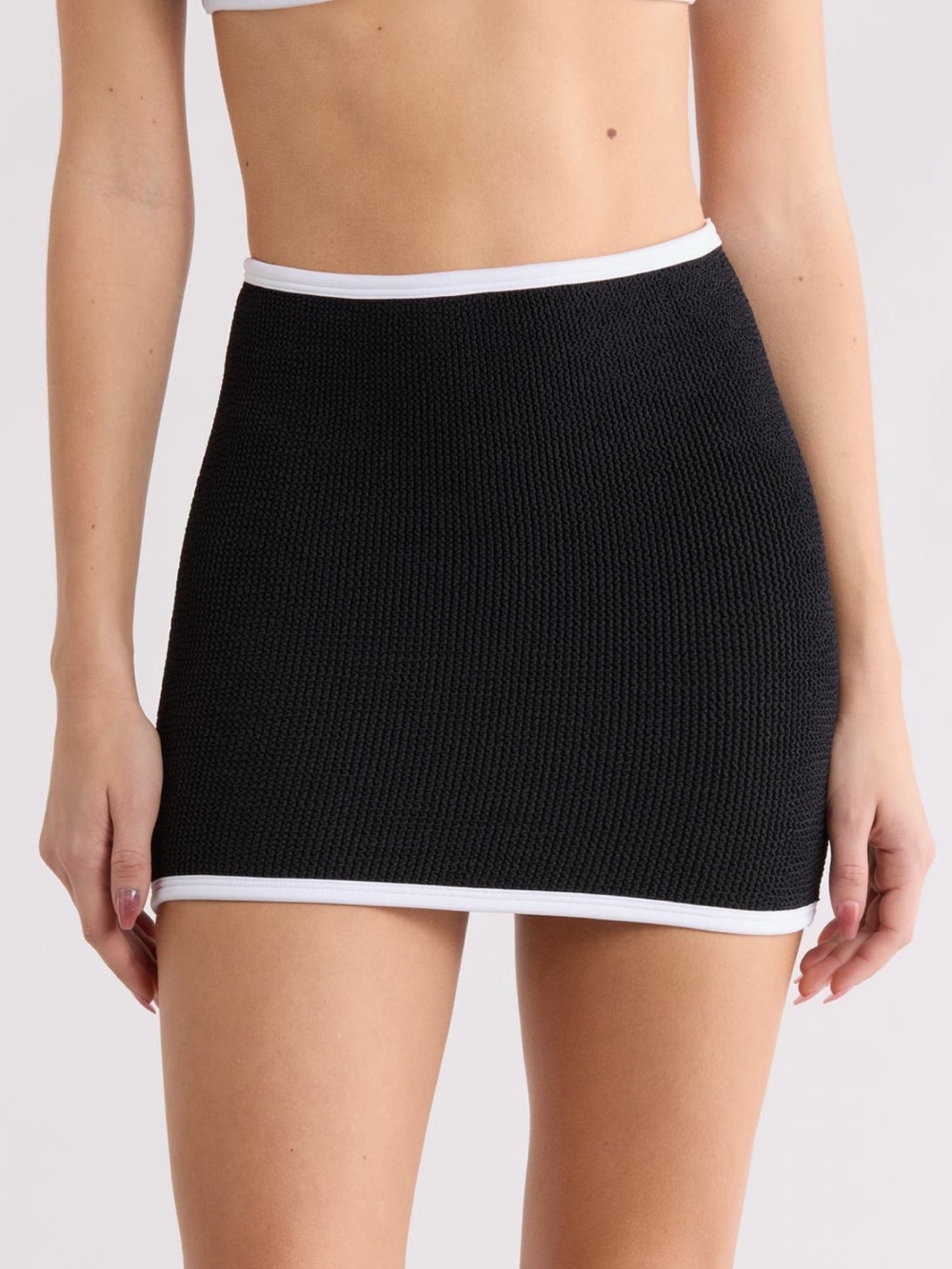 Hunza G Black Devyn 2 in 1 Mini Skirt and top with White Trim